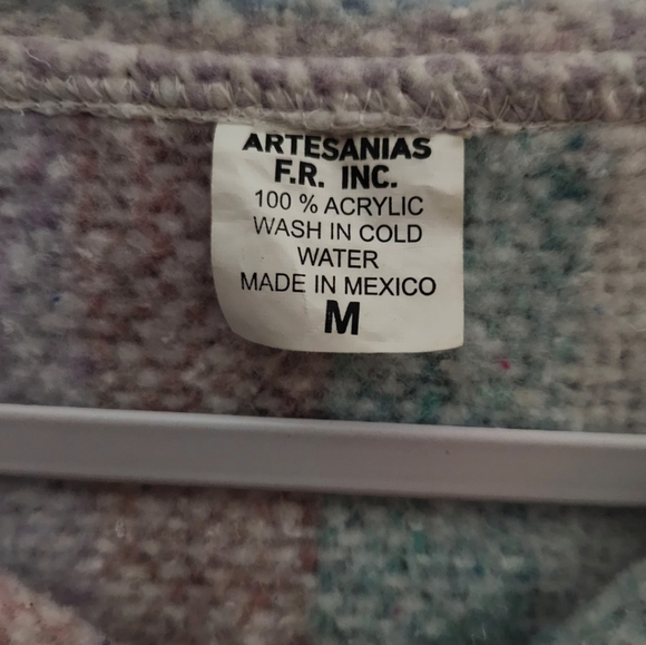 Artisanias Mickey Mexican Hoodie Drug Rug Sz M RARE COLOR hippie boho - Picture 6 of 6